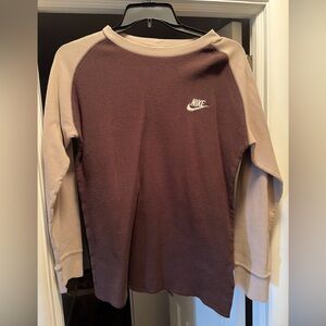 Nike Brown and Cream Long Sleeve Shirt